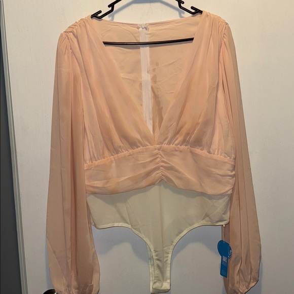 Cupshe Long Sleeve Bodysuit XL Light Peachy Pink NWT - Picture 5 of 14